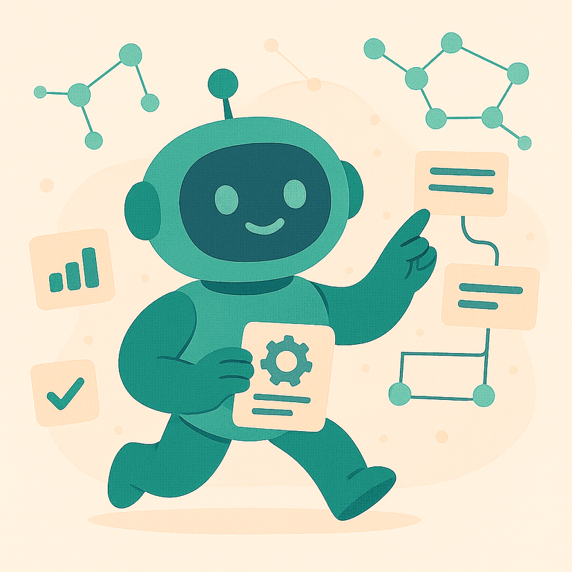 AI robot illustration representing business process automation and optimization